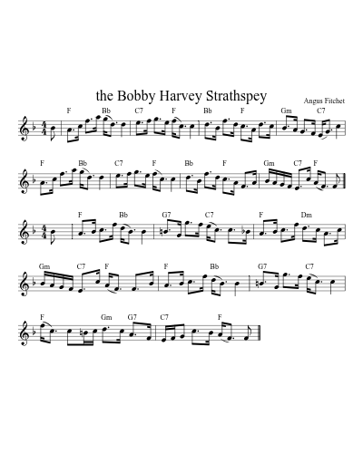 the Bobby Harvey Strathspey sheet music preview