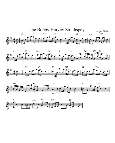 the Bobby Harvey Strathspey (Version 3) sheet music preview