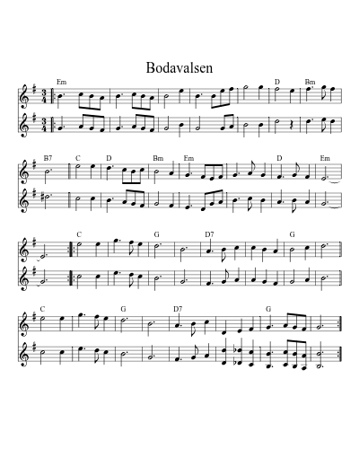Bodavalsen (Version 5) sheet music preview