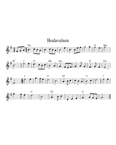 Bodavalsen (Version 8) sheet music preview