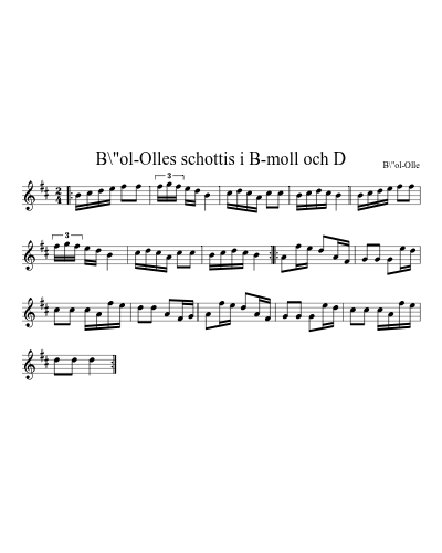 B\"ol-Olles schottis i B-moll och D (Version 5) sheet music preview