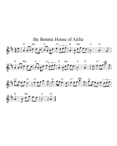 the Bonnie House of Airlie sheet music preview