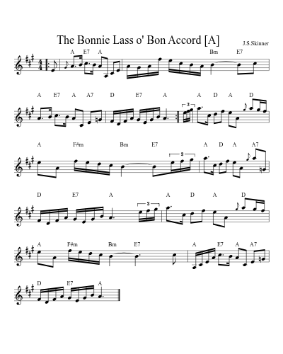 The Bonnie Lass o' Bon Accord   [Am] sheet music preview