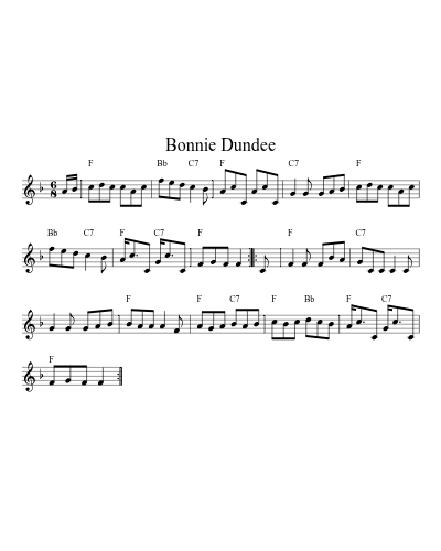 Bonnie Dundee (Version 7) sheet music preview