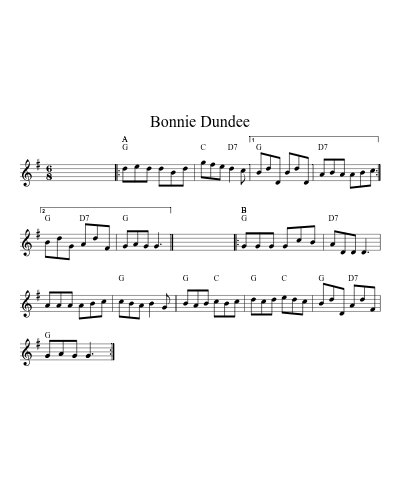 Bonnie Dundee (Version 9) sheet music preview