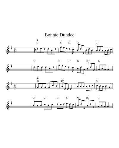 Bonnie Dundee (Version 10) sheet music preview