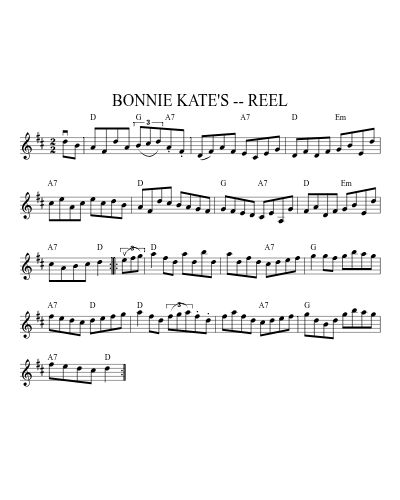 BONNIE KATE'S -- REEL sheet music preview