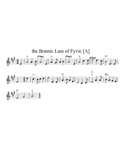 the Bonnie Lass of Fyvie   [A] (Version 3) sheet music preview