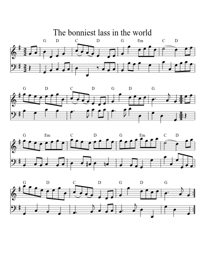 The bonniest lass in the world (Version 2) sheet music preview