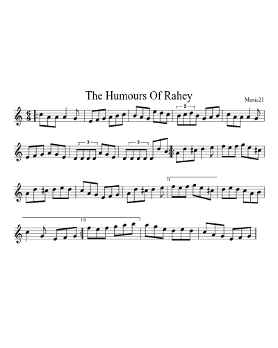 The Humours Of Rahey sheet music preview
