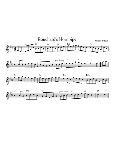 Bouchard's Hornpipe (Version 8) sheet music preview