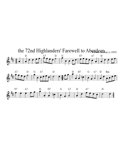 the 72nd Highlanders' Farewell to Aberdeen (Version 4)