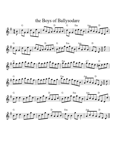 the Boys of Ballysodare (Version 2) sheet music preview