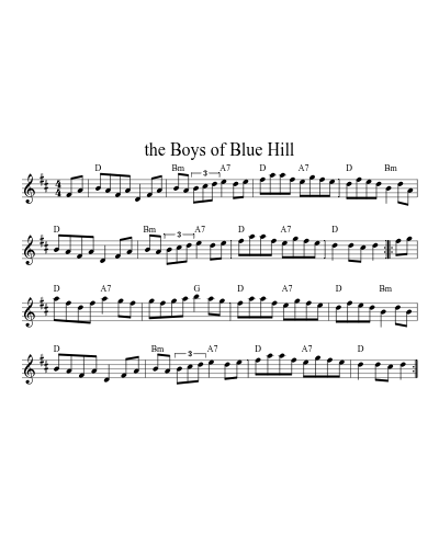The Boys of Blue Hill (Version 4) sheet music preview