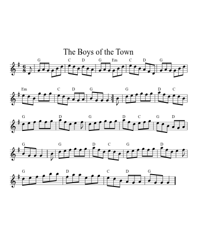 The boys of the town (Version 5) sheet music preview