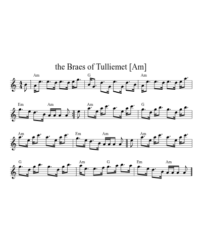 the Braes of Tulliemet [Am] (Version 2) sheet music preview