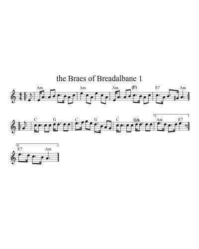 the Braes of Breadalbane 1 (Version 2) sheet music preview