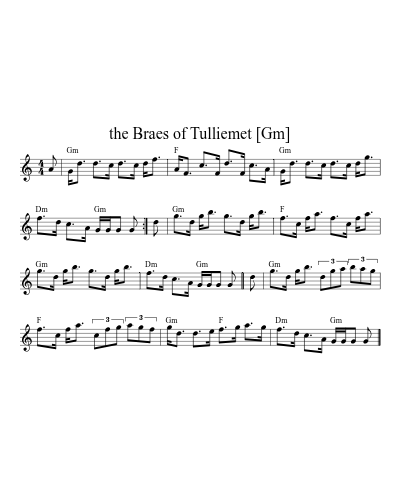the Braes of Tulliemet [Gm] (Braes Of Tulliemet0) sheet music preview