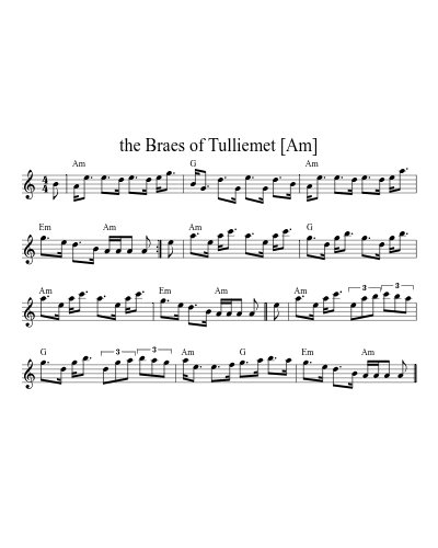 the Braes of Tulliemet [Am] (Version 4) sheet music preview
