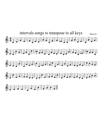 intervals songs to transpose to all keys