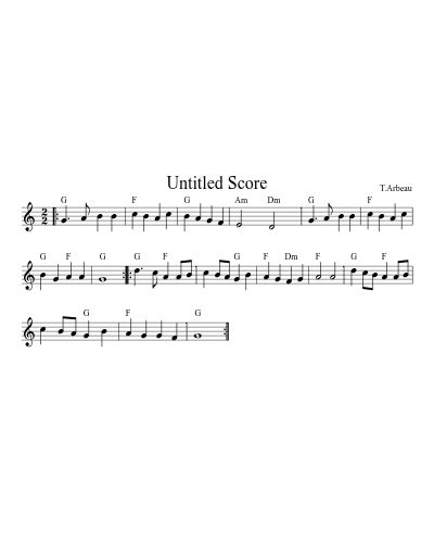 Branle des Chevaux v1 C D G A 32 2 (Version 3) sheet music preview