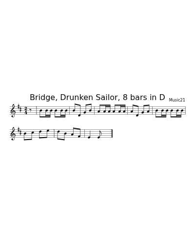 Bridge, Drunken Sailor, 8 bars in D preview