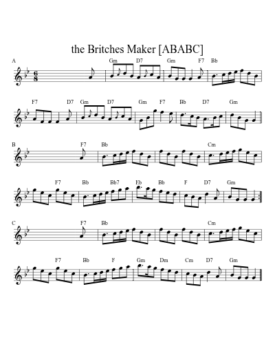 the Britches Maker [ABABC] sheet music preview