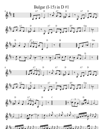 Bulgar (I-15) in D #1 sheet music preview