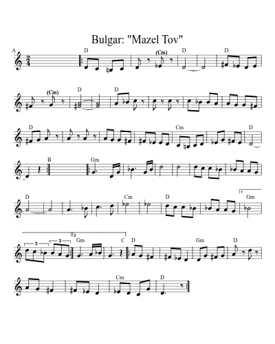 Bulgar: "Mazel Tov" sheet music preview