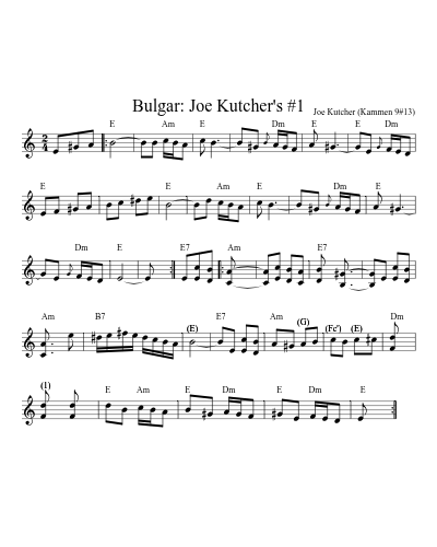 Bulgar: Joe Kutcher's #1 (Version 4) sheet music preview
