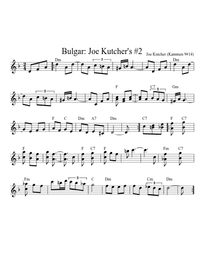 Bulgar: Joe Kutcher's #2 (Version 3) sheet music preview