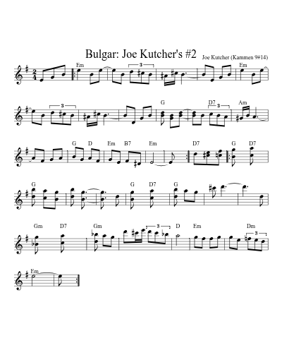 Bulgar: Joe Kutcher's #2 (Version 4) sheet music preview