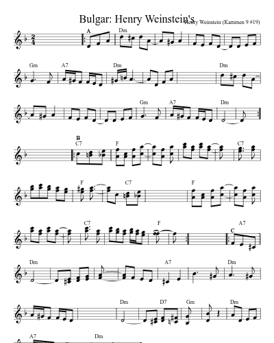 Bulgar: Henry Weinstein's (Version 2) sheet music preview