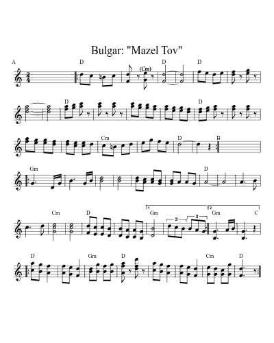 Bulgar: "Mazel Tov" (Version 3) sheet music preview