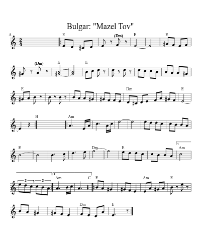 Bulgar: "Mazel Tov" (Version 4) sheet music preview