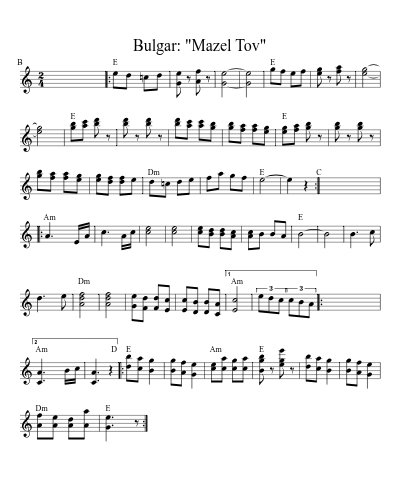 Bulgar: "Mazel Tov" (Version 5) sheet music preview