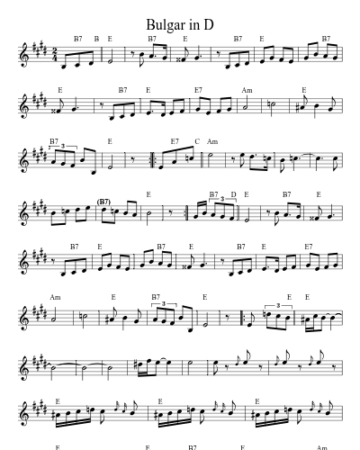 Bulgar in D (Version 5) sheet music preview