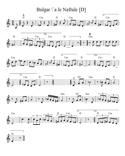 Bulgar \`a le Naftule   [D] (Version 2) sheet music preview