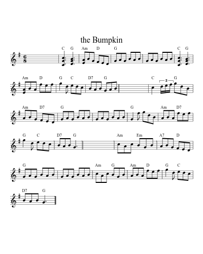 the Bumpkin sheet music preview
