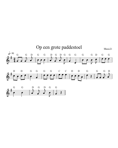 Op een grote paddestoel