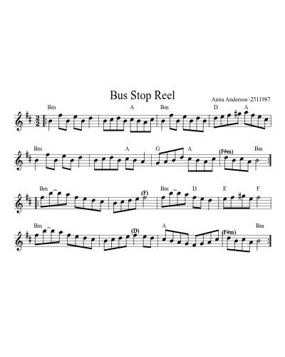 Bus Stop Reel (Version 11) sheet music preview