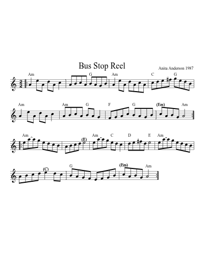 Bus Stop Reel (Version 12) sheet music preview