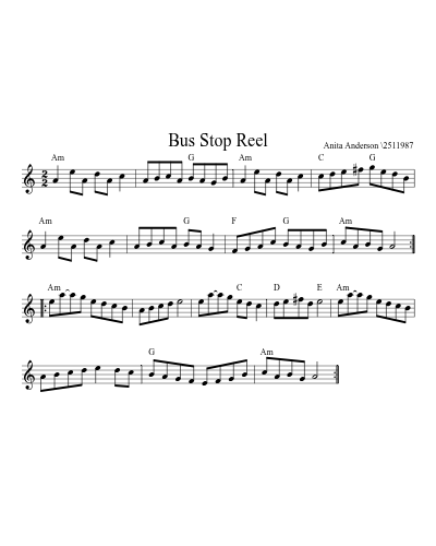 Bus Stop Reel (Version 19) sheet music preview