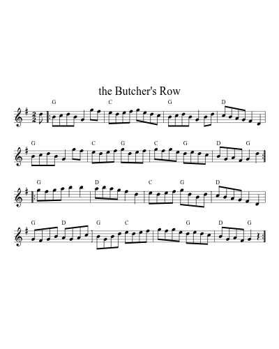 the Butcher's Row sheet music preview