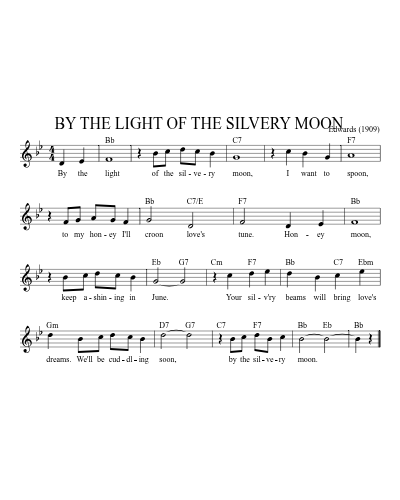By the Light of the Silvery Moon (Version 3) sheet music preview
