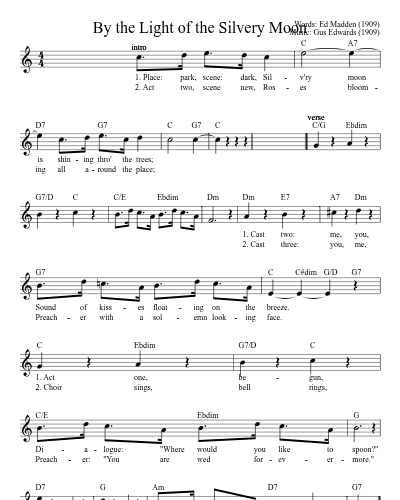 By the Light of the Silvery Moon (Version 5) sheet music preview