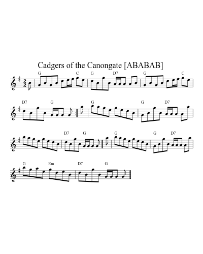 Cadgers of the Canongate  [ABABAB] sheet music preview