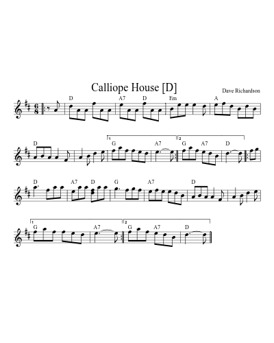 Calliope House   [D] (Version 8) sheet music preview