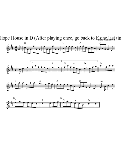Calliope House in D (After playing once, go back to E one last time.) sheet music preview