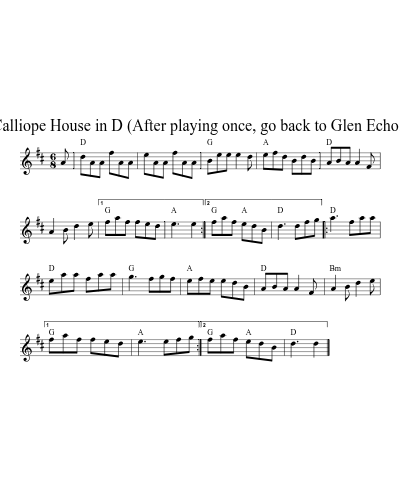 Calliope House in D (After playing once, go back to Glen Echo.) sheet music preview